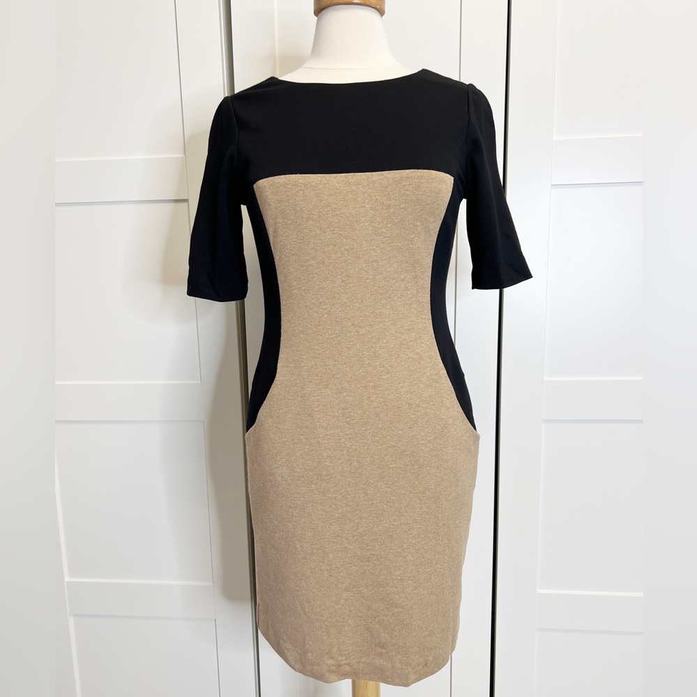 Trina Turk Colorblock Dress 6 Black Brown